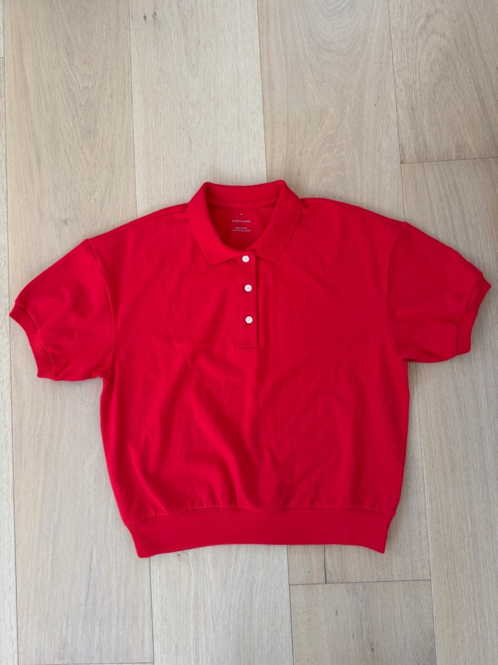 Everlane Preppy Oversized Red Short-Sleeve Polo Top